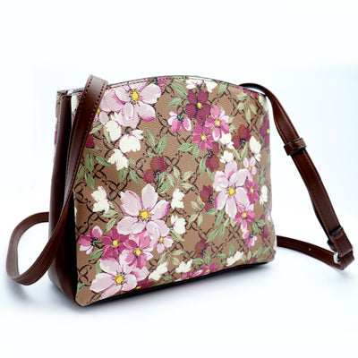 Bolsa Clutch Cafe con Flores