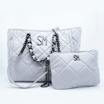 Bolsas Grande Acolchada con Cartera Gris Steve Madden